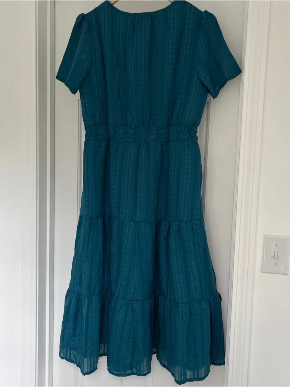 Teal Blue Maxi Summer Dress short sleeve size large new with tags never worn - Picture 3 of 5